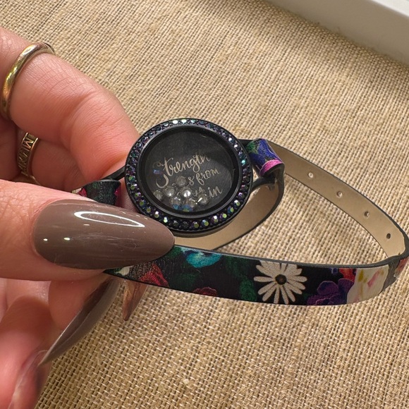 Floral Black Women's Wrap Locket - Picture 3 of 5